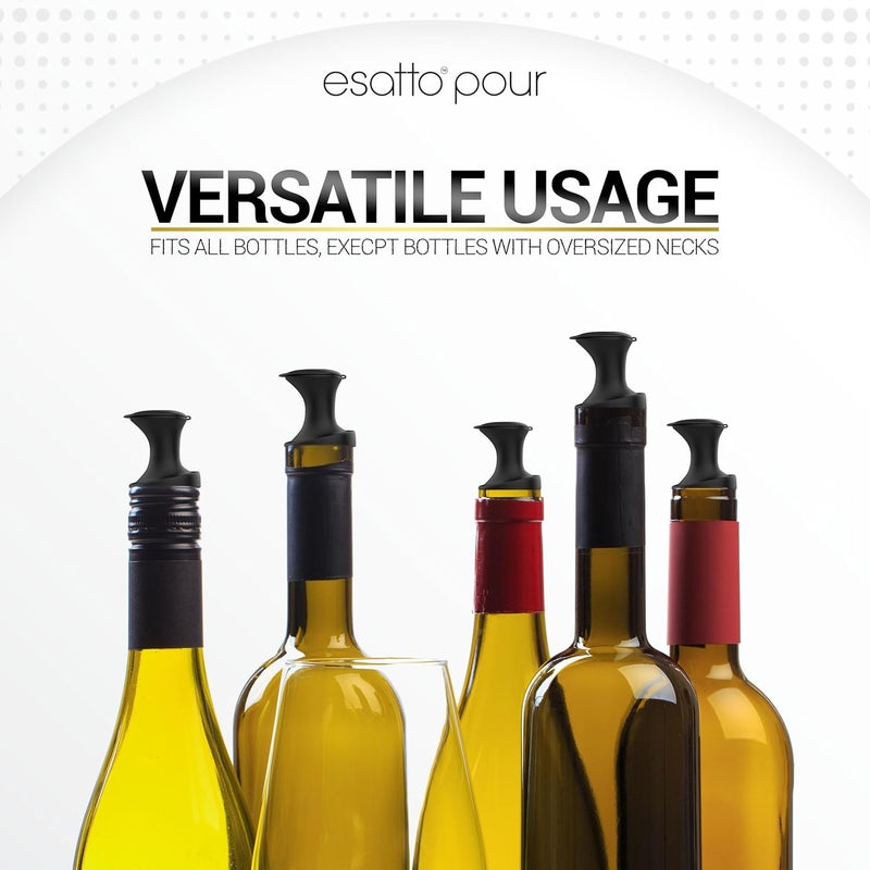 Esatto Pour & Seal Plastic Pourer with Lid - 12 Pieces & 4 Cork Adaptors for Precision Pouring, Pour Spouts for Bottles, Liquor Bottle Pourers for Alcohol & Olive Oil, Bar Bartender Accessories - Image 4